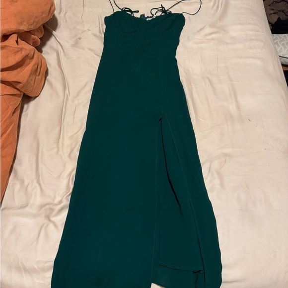 Reformation Teal Midi Dress with Slit - Picture 1 of 5